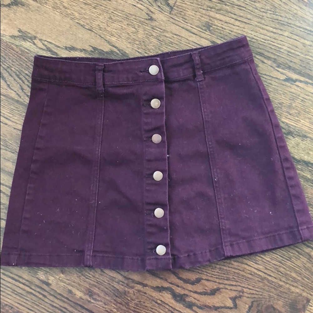 Maroon button up skirt